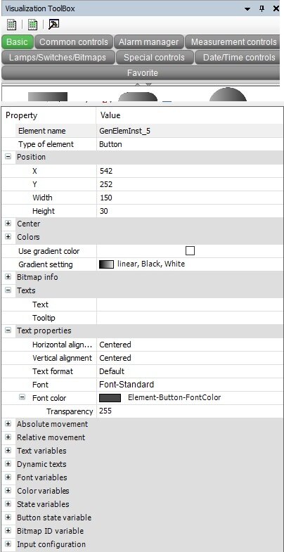 Konfiguracja elementu Button, źródło: ASTOR