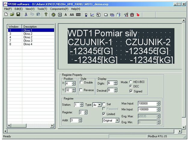 Rys. 6. Intuicyjne oprogramowanie TP200 do programowania paneli MD204