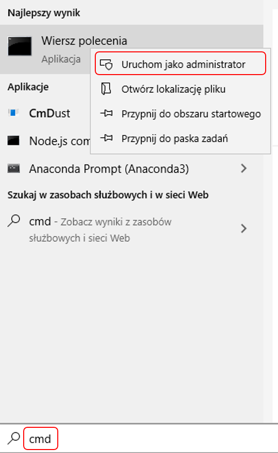 Uruchomienie Wiersza poleceń z prawami administratora, Źródło: Mission Critical by ASTOR