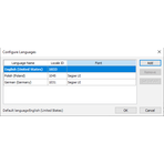 Ekran konfiguracji języków dostępnych w aplikacji wizualizacyjnej, źródło AVEVA