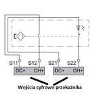 Podłączenie krańcówki magnetycznej kodowanej do przekaźnika bezpieczeństwa XPSUAF13AP, źródło: Schneider Electric