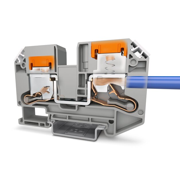 Rys. 5: Wkładanie przewodów jednodrutowych i wielodrutowych – z tulejkami lub bez – szybko, łatwo i bez użycia narzędzi.