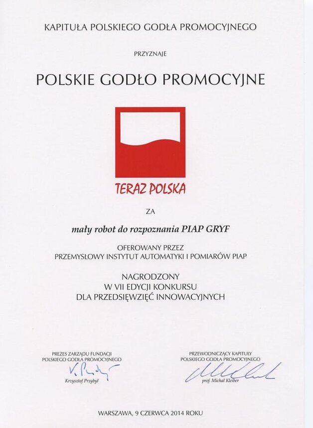 Polskie godło promocyjne Teraz Polska -PIAP GRYF
