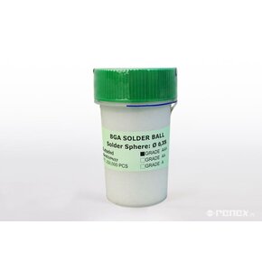 Kulki ołowiowe do regeneracji wyprowadzeń BGA / µBGA – średnice 0,35 / 0,45 / 0,76 mm (Fonton)