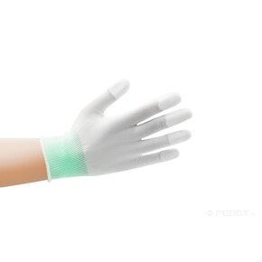 Rękawiczki antystatyczne ESD – białe, z warstwą antypoślizgową na palcach
