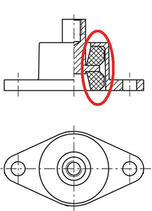 Fot. 4. Konstrukcja wibroizolatora AVG – szczegóły konstrukcyjne, zapewniające izolację wibracji w dwóch kierunkach