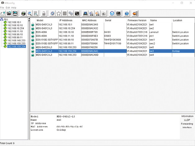 Rys. 4. Zrzut ekranu z aplikacji MXconfig, umożliwiającej m.in. wyszukiwanie urządzeń sieciowych (także wi-fi) oraz przeprowadzenie grupowej konfiguracji