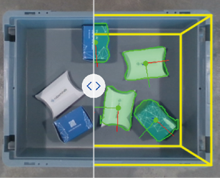 Wykrywanie obiektów i wyznaczenie współrzędnych ich środka przez system sztucznej inteligencji (robominds.de, 2025)
