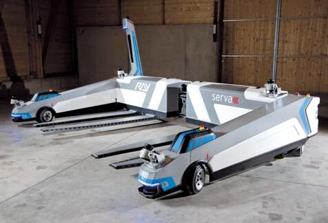 Robot do transportu samochodów na parkingach firmy serva transport systems
