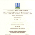 certifikat ISO 14001:2004; źróło: Elhurt